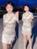 裴佳溋同款白色旗袍连衣裙2022夏季修身显瘦中式复古短裙包臀裙潮