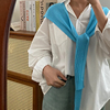 韩版春夏森系蓝色镂空针织，小披肩气质百搭镂空外搭夏季假领子装饰
