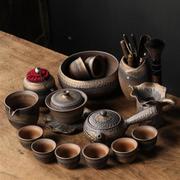 高档日式功夫茶具套装整套 日式粗陶茶具套装鎏金釉功夫茶具陶瓷