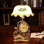 欧式台灯卧室床头创意温馨家用美式复古客厅书房可调光时钟床头灯