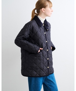 日本秋冬复古翻领灯芯绒，包边纽扣菱形，格口袋女士棉衣中长外套