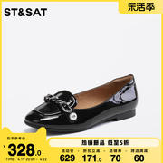 星期六上班浅口黑色皮鞋2023秋季女鞋低跟工作单鞋SS33111017