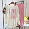春夏pink睡衣莫代尔棉，长袖薄款外贸韩版宽松日，系家居服空调房套装