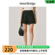 mbmindbridge百家好夏季女士，通勤a字阔腿，短裤黑色设计感休闲裤