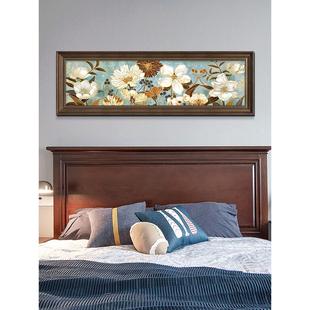 卧室床头装饰画横版美式挂画客厅沙发背景墙主卧壁画复古欧式油画