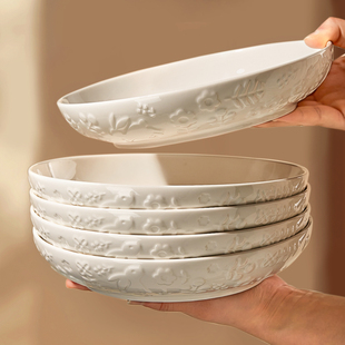 釉下彩白色陶瓷盘子菜盘家用2024碗碟餐具高级感碟子餐盘深盘