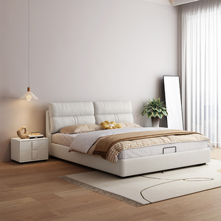 首单直降布艺床，免洗科技布床现代简约风格，1.5米储物双人大床