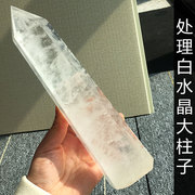 天然白水晶柱原石打磨单尖六棱柱顶梁柱客厅书房玄关商铺家居摆件