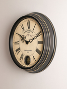 欧式复古钟表挂钟家用客厅装饰金属圆形静音时钟简约美式轻奢墙钟