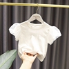 女童短袖t恤2024夏装婴儿童半袖女宝宝洋气泡泡袖纯棉上衣潮
