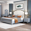 定制美式全实木双人床1.8米白色现代简约1.5米轻奢欧式皮大床主卧