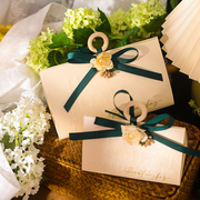 森系订婚婚礼喜糖盒，高级感结婚喜糖盒子，高级感三角盒空盒小众