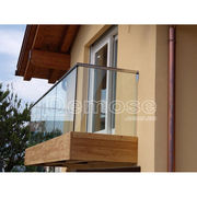 通用铝槽地槽钢化玻璃护栏，扶手不锈钢无框玻璃，栏杆户外全景