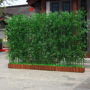 仿真竹子室内装饰屏风隔断造景，植物背景墙人造塑料，假竹子栅栏绿竹