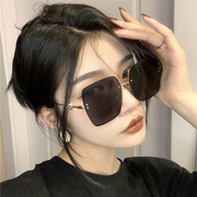 韩版潮女复古超大框金属超轻圆脸显瘦网红墨镜高级感ins太阳眼镜