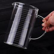 玻璃量杯刻度杯耐热玻璃，带嘴通透家用冷水壶，烘培带把手大号水杯子