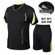 运动服套装夏季男士速干衣，健身跑步休闲套装，短袖t恤短裤男装