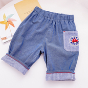 男童夏季中裤中小儿童1-8岁五分裤全棉薄款梭织可翻边侧口袋短裤