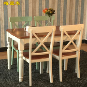 全实木餐桌美式乡村地中海餐桌椅组合欧式田园小户型现代简约饭桌