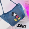 zavi原创深蓝色复古老鼠，牛仔大包卡通，童趣单肩包购物旅行妈咪袋