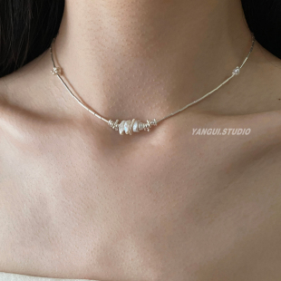 yangui原创「满河」足银，s990天然珍珠，锁骨链简约轻奢小众设计项链