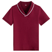 伊顿同款夏季儿童装英伦，学院枣红色男童女童，短袖t恤13t006
