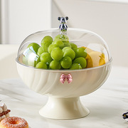 水果盘果盆客厅桌面收纳家用喜糖盒沥水篮，结婚零食盒带盖