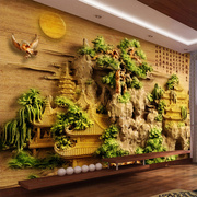 定制立体浮雕竹木纤维电视背景墙，集成墙板客厅沙发玄关卧室装饰画