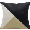现代简约样板间沙发皮质几何黑黄米白拼接方枕 酒店时尚靠垫靠包