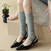 灰色竖条踩脚袜套夏季薄款防晒腿套袜子女芭蕾风，时尚小腿袜堆堆袜