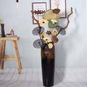 中式干花装饰摆件过江龙莲蓬荷叶客厅落地花束花瓶摆设插花