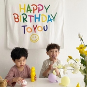 ins风可爱彩色背景墙布置海报挂布生日横幅儿童成人生日布置派对