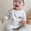新生婴儿纯棉衣服，宝宝网眼提花上衣，0-1岁初生儿春秋长袖四季