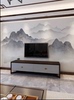新中式水墨山水电视背景墙壁纸，客厅沙发影视墙卧室，壁画3d无缝墙布