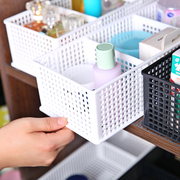 日本进口塑料抽屉收纳盒桌面浅型收纳筐3分隔收纳篮化妆品整理框