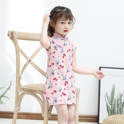 儿童旗袍夏季中国风洋气纯棉，复古小女孩唐装，儿童公主裙女宝旗袍裙