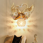 美式天鹅壁灯动物装饰创意客厅，电视墙卧室床头过道楼梯欧式水晶灯