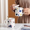北欧创意彩绘陶瓷马克杯杯子带盖勺男女时尚咖啡杯家用喝水杯