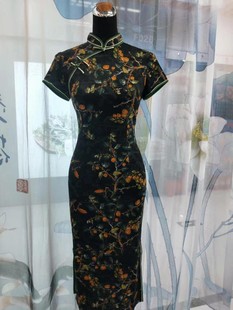 夏季短袖木兰棉旗袍高档女士显瘦收腰民族风弹力中式旗袍裙