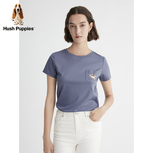 Hush Puppies暇步士女装夏季莫代尔棉百搭印花短袖T恤HD-22317D