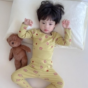 宝宝秋衣套装1-2-3岁儿童纯棉，高腰护肚脐秋裤，保暖内衣男女童睡衣
