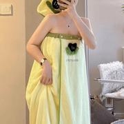 珊瑚绒浴裙ins风高颜值可穿可裹吸水速干发浴巾女学生成人