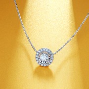 珂兰钻石圆形钻石项链，坠女18k金套链锁骨链车花片显大简约时尚