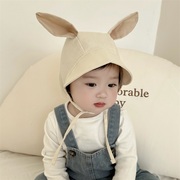 春夏季婴儿帽子可爱大耳朵萌娃宝宝宫廷帽大檐薄款新生儿童遮阳帽