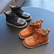 女童英伦风单靴2023秋季儿童，布洛克马丁靴，软底宝宝男童低筒短靴潮