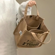 帆布袋便当包上班族饭盒袋子，手提包带饭，的手拎包斜挎定制水桶包