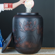 米缸陶瓷米桶防虫防潮家用老式储米箱网红高端五谷杂粮面桶50斤大