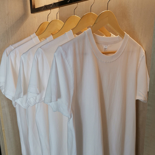 （买一送一）270g出口日本重磅纯棉短袖T恤加厚实不透打底衫男女
