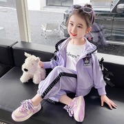 女童套装春秋款库洛米小童时髦洋气运动服宝宝秋装卫衣紫色两件套