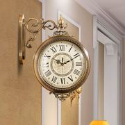 美式欧式轻奢创意双面挂钟，客厅挂墙钟表，家用时尚新中式挂表时钟